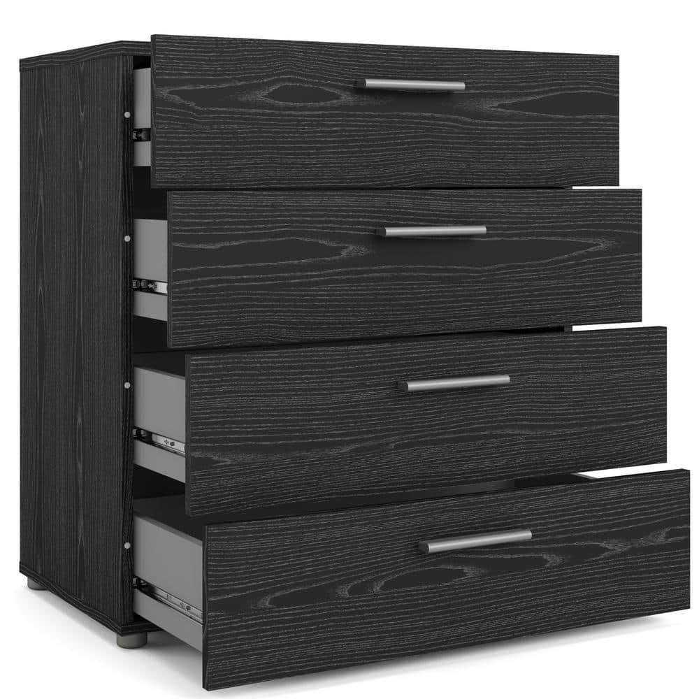 Tvilum Loft 4 Drawer Chest Dresser for Adults, Black Woodgrain