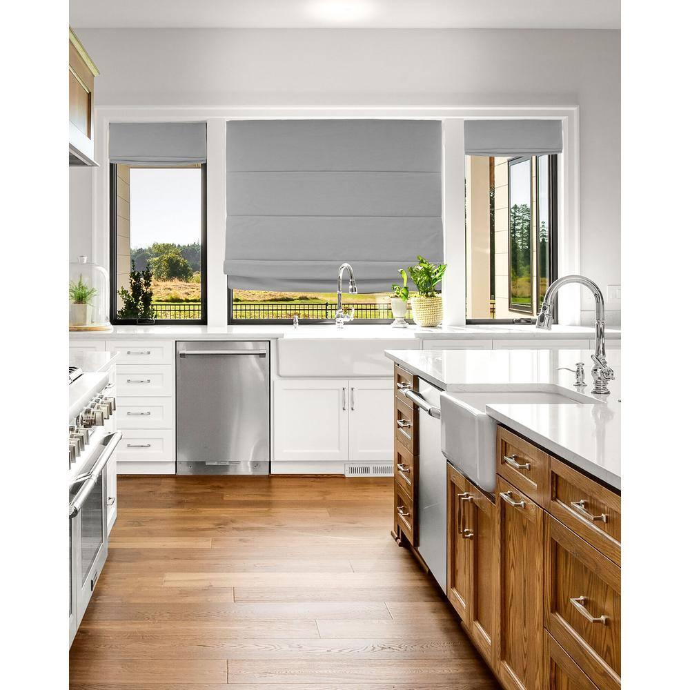 34"x64" Chicology Blackout Roman Shade Pearl Gray