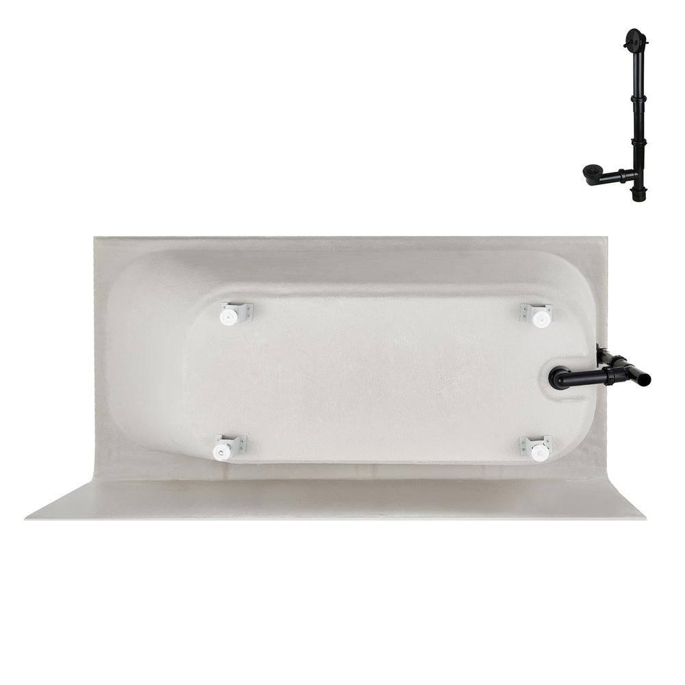 Streamline NAL-5280-BL 66 in. x 32 in. Acrylic Left-Hand Drain Alcove Bathtub in Glossy White With External Drain in Matte Black