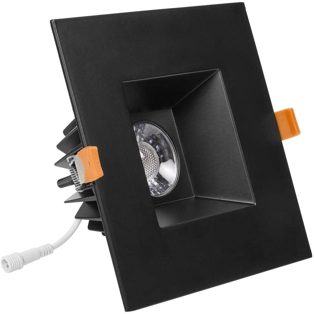 Maxxima 6” Ultra-Thin Recessed Anti-Glare LED Downlight Canless IC Rated 1200 Lumens 5 Color Temperature Select 2700K/3000K/3500K/4000K/5000K Dimmable Square Black Trim 90 CRI 5CCT Slim J-Box Included