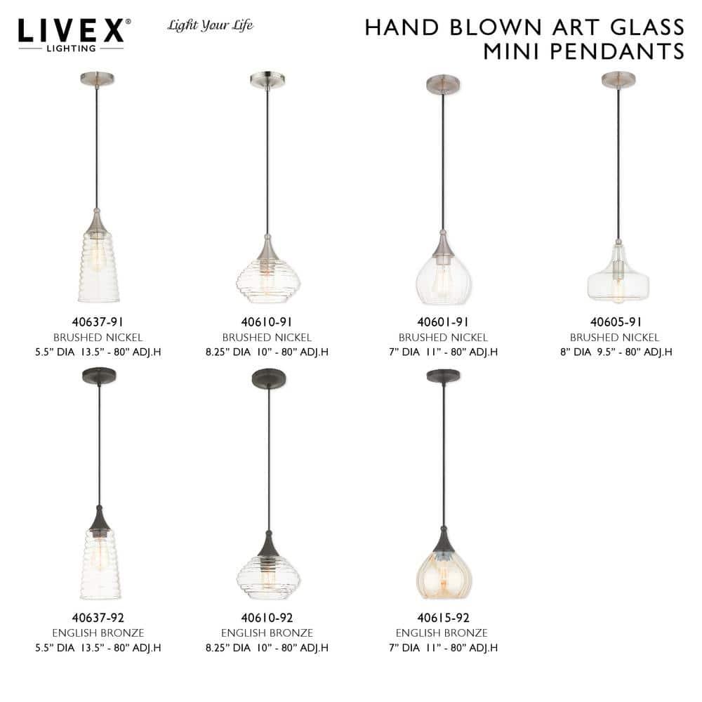 Livex Lighting Art Glass 1 - Light Pendant in  English Bronze