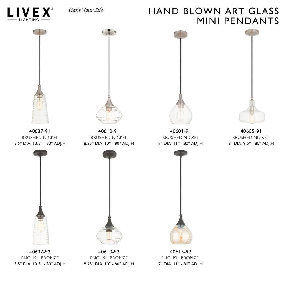 Livex Lighting Art Glass 1 - Light Pendant in  English Bronze