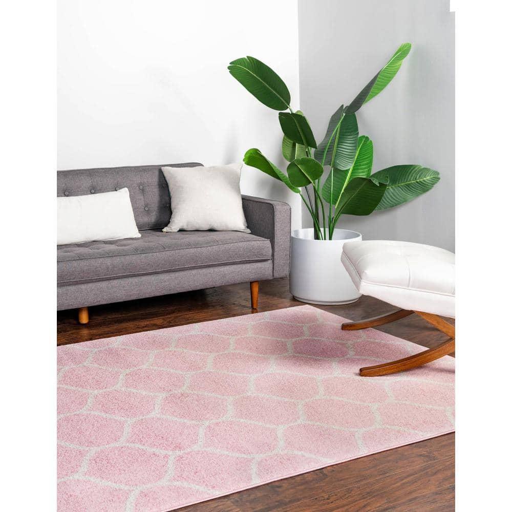 Unique Loom 8' 0 x 10' 0 Trellis Frieze Light Pink Area Rug