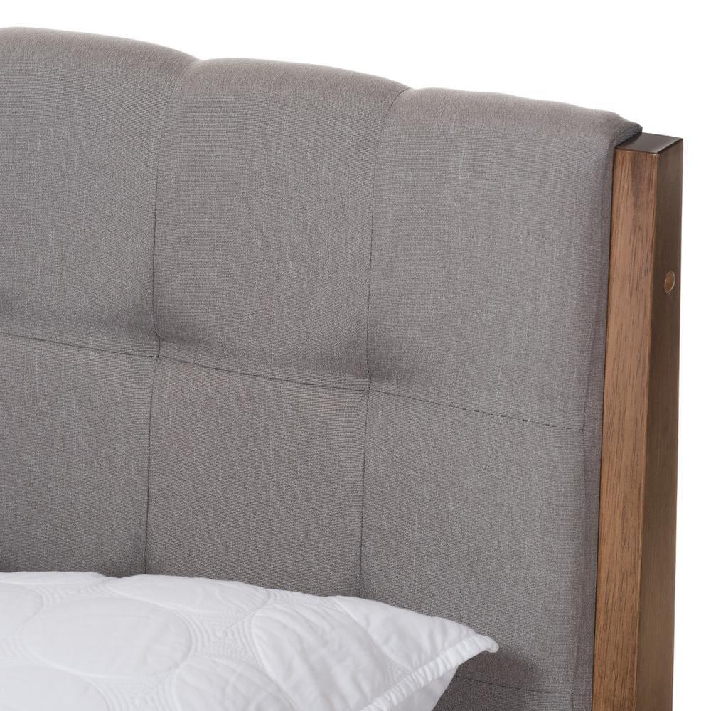 Baxton Studio Clifford Mid-Century Platform Bed, Full, Brown/Gray