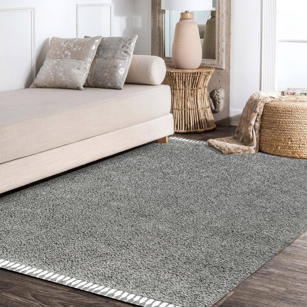 3'x5' Mercer Shag Plush Tassel Area Rug, Charcoal - JONATHAN Y