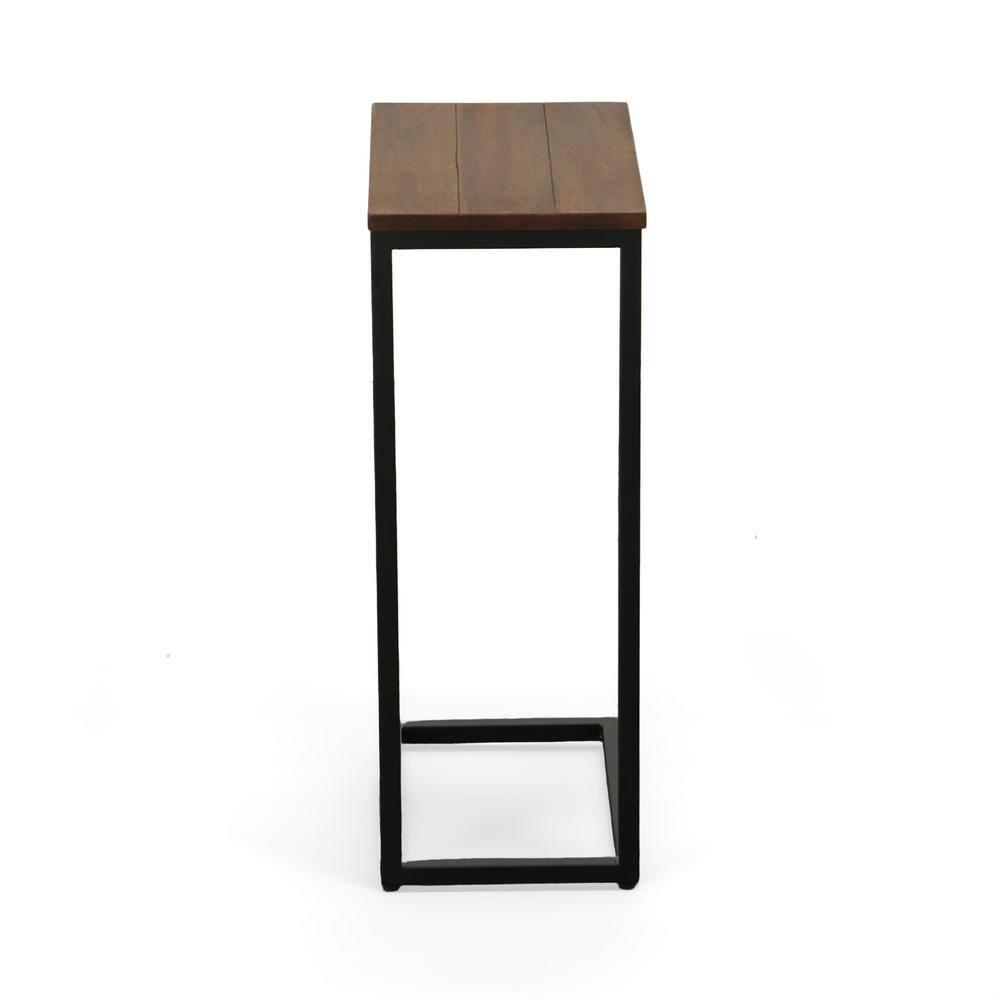 Carolina Living Fletcher C Table Chestnut/Black: Chair Side Accent, Metal Frame, Mango Wood Top