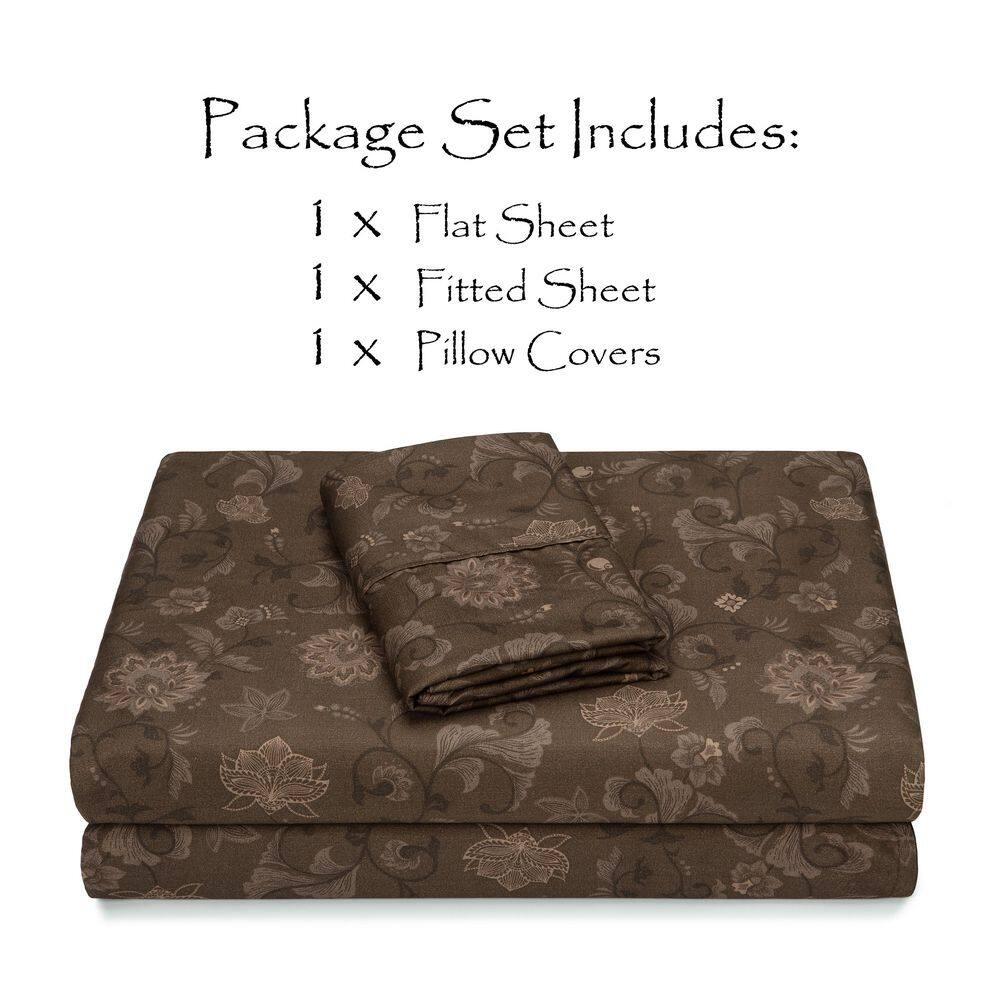 Chanasya Elegant Ultra Soft Floral Microfiber Percale Sheet Set