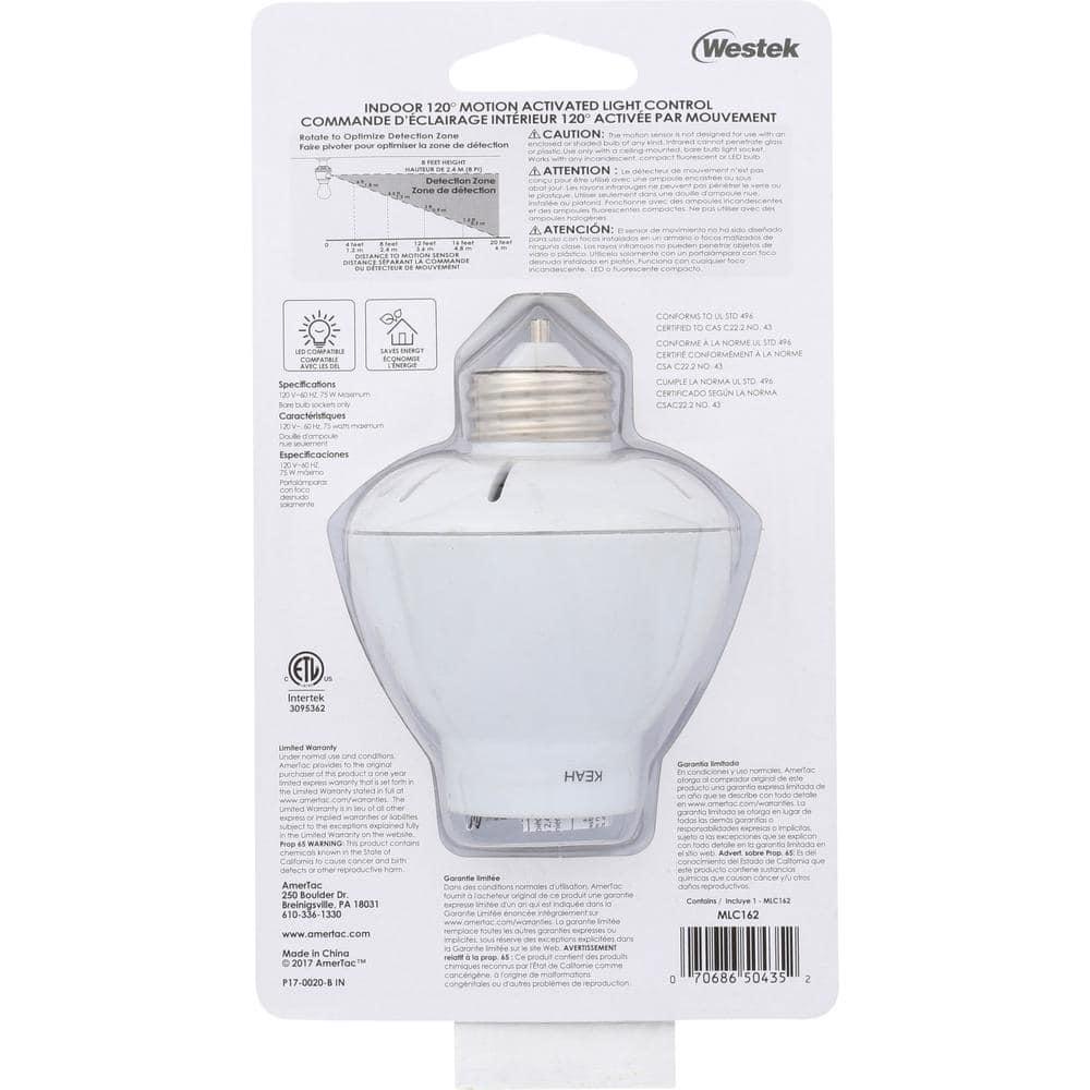 Westek MLC162NB Indoor Motion-Sensing Light Control, White, 1-Pack