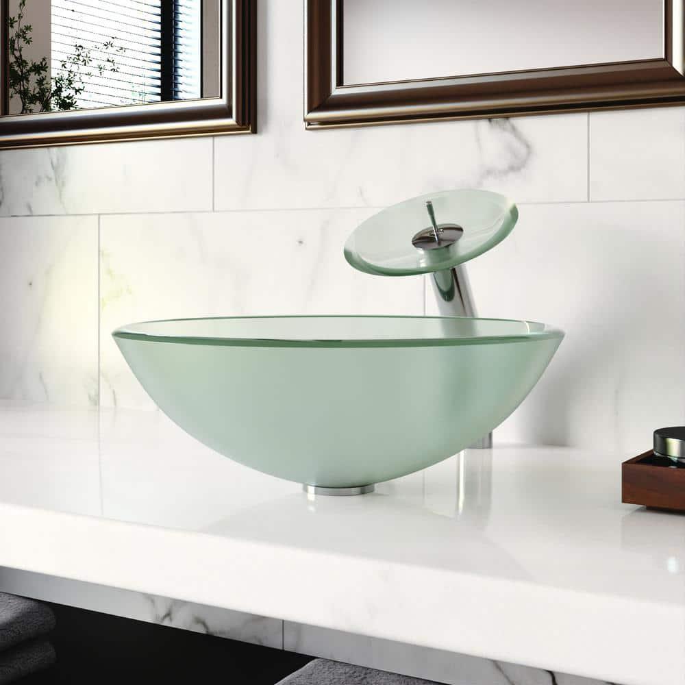 DeerValley Symmetry 16.5'' Circular Glass Vessel Bathroom Sink