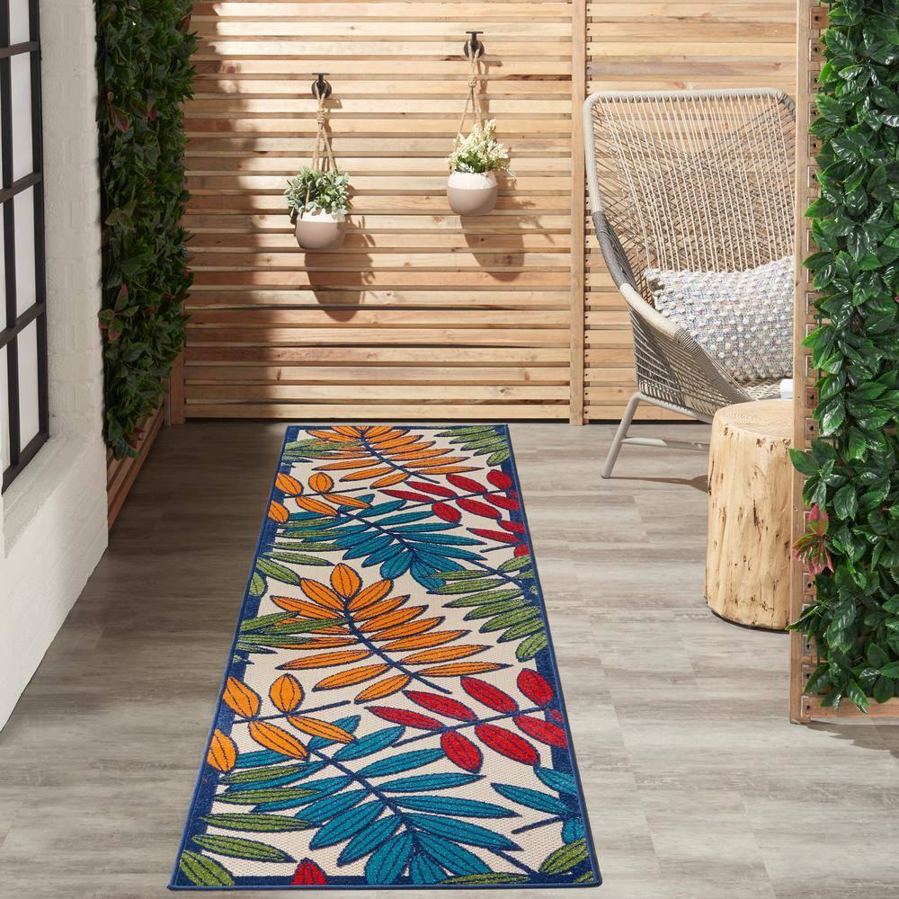 Nourison Aloha Floral Leaf Flatweave High-Low Indoor Outdoor Runner Rug Multicolor 2'3" x 10'