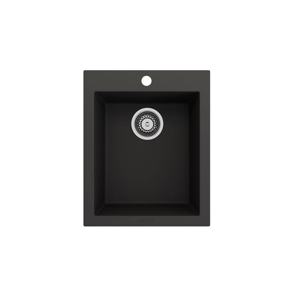 BOCCHI 1608-504-2024CH Dual Mount Granite Composite 16" Single Bowl Bar Sink Kit