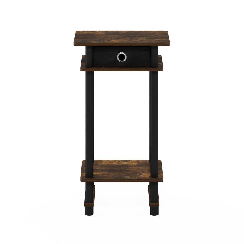 Furinno 17017 Turn-N-Tube Tall End Table with Bin, Amber Pine/Black/Black