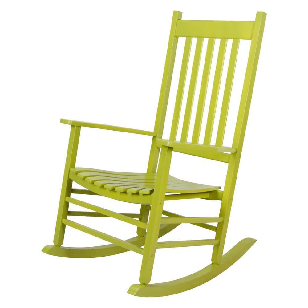 Shine Company 4332 Lime Wood Frame Rocking Chair with Slat Seat