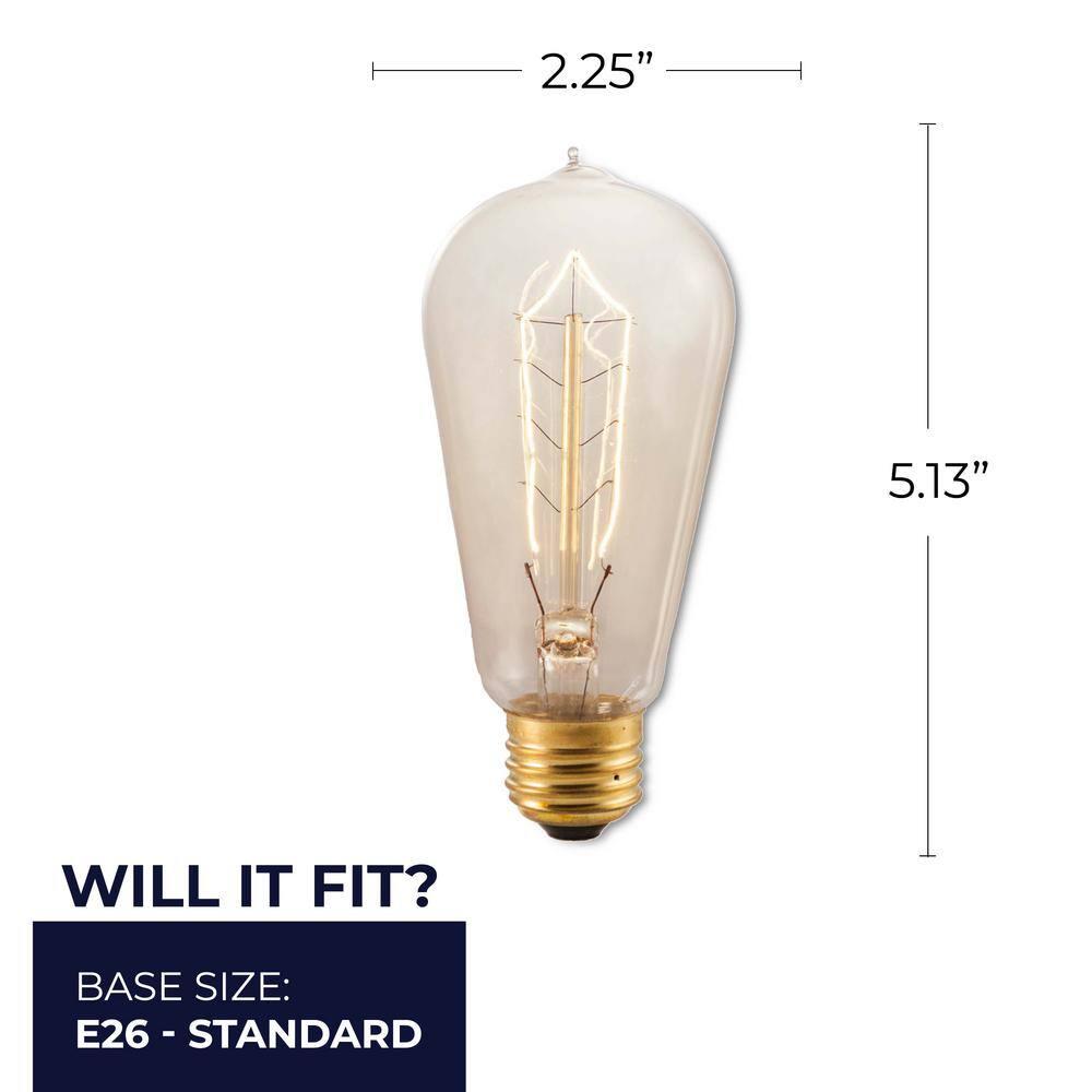 40 Watt Dimmable Amber ST18 Nostalgic Hairpin Incandescent Light Bulbs with Medium (E26) Base