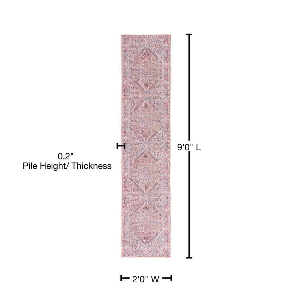 Serapi SEP515 Power Loomed Machine Washable Skid-Resistant Indoor Runner Rug - Beige/Pink - 2'x9' - Safavieh