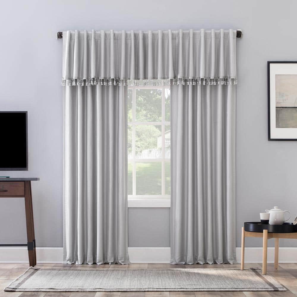Sun Zero Sun Zero Evelina Faux Dupioni Silk Thermal Extreme 100% Blackout Back Tab Window Valance