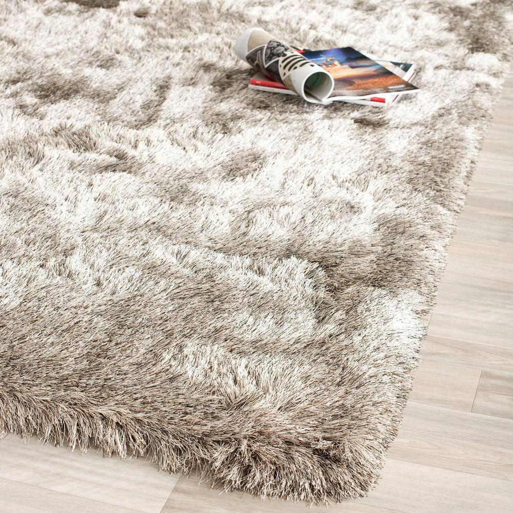 SAFAVIEH Paris Darwin Plush Polyester Shag Area Rug, Sable, 10' x 14'