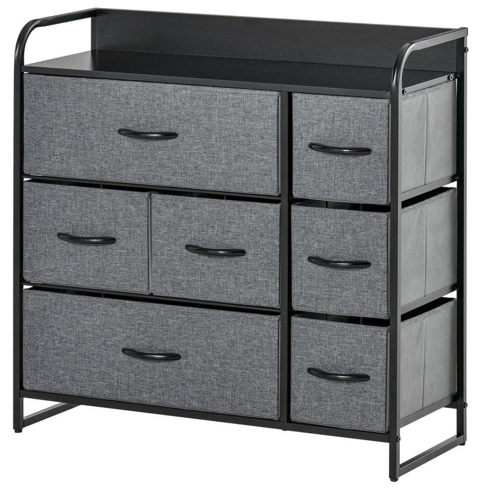 Red Barrel Studio® 7-Drawer Dresser, Fabric Chest Of Drawers, 3-Tier Storage Organizer For Bedroom Entryway, Tower Unit With Steel Frame Wooden Top