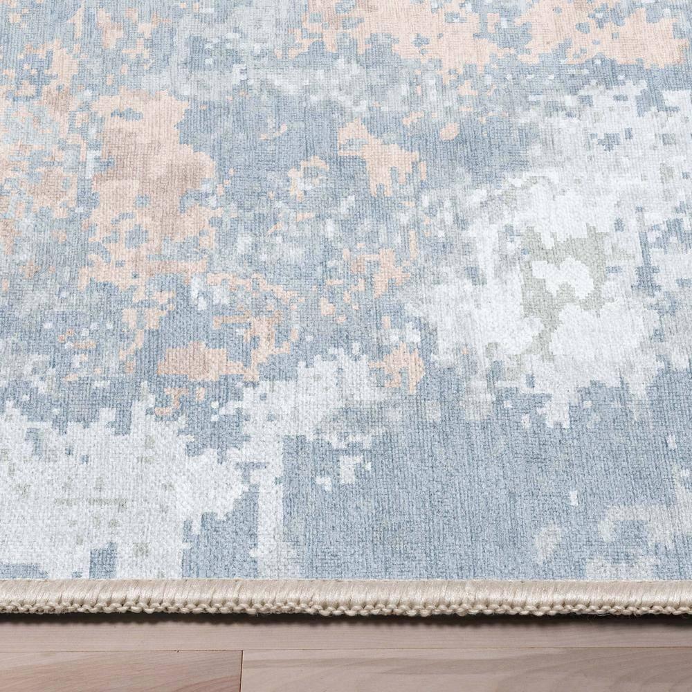 Nuzzo Marrakech Mid-Century Modern Brushstroke Flat-Weave Blue Coral Area Rug