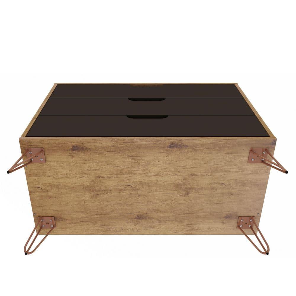 Rockefeller Dresser Natural/Brown - Manhattan Comfort: Mid-Century 3-Drawer Storage for Bedroom, MDF Composite