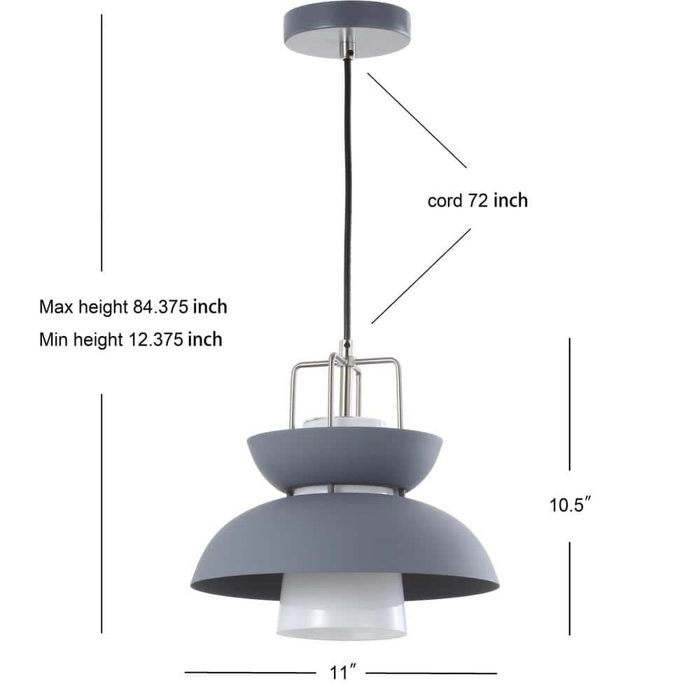 Paul 11" Farmhouse Metal LED Pendant, Gray