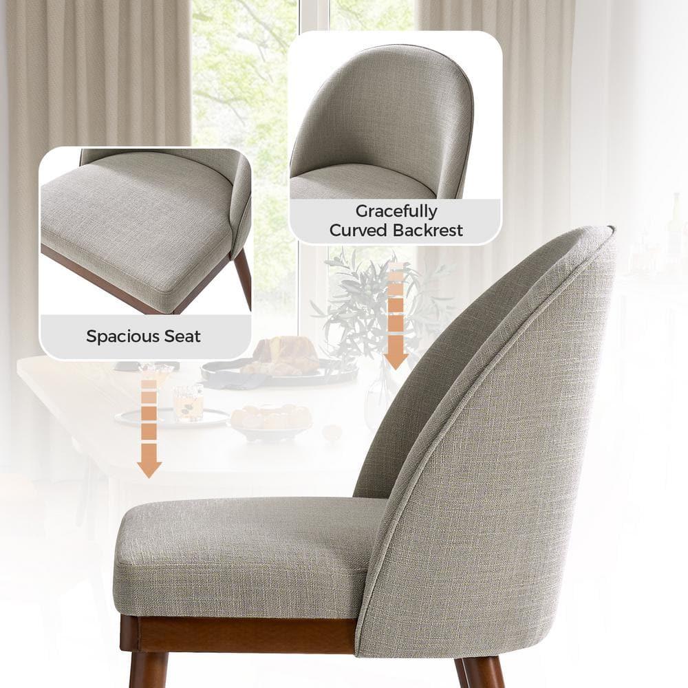 Dining Chairs Set of 2,Dining Chairs with Fabric Upholstered and Solid Wood Legs,Kitchen Side Chair,Thick Cushions Seat,Easy Assembly for Dining Room Living Room Bedroom (Beige)