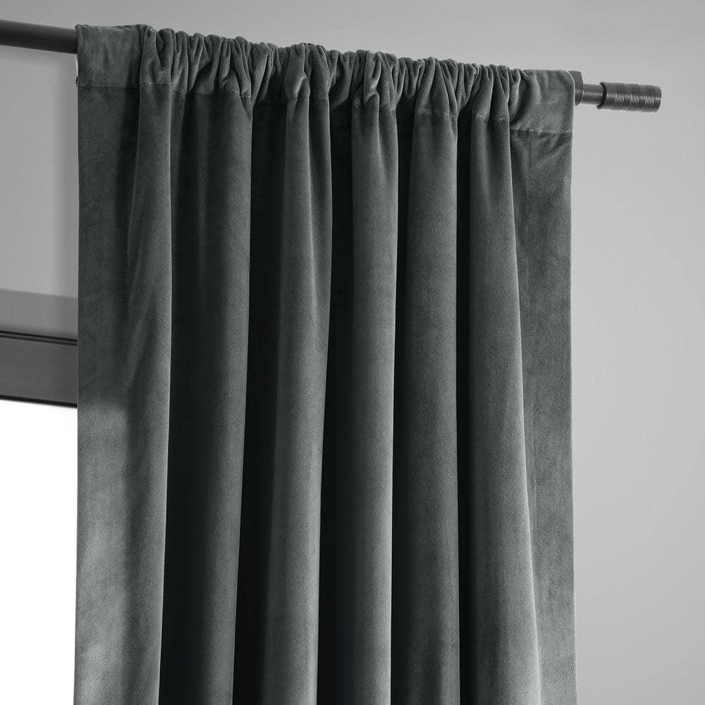 Half Price Drapes Signature Natural Grey Velvet Blackout Curtains For Bedrooms (1 Panel), 50WX 120L