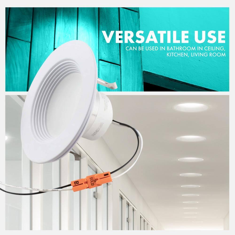 4-inch White Field-Adjustable Downlight Integrated LED Recessed Kit, 2700K Soft White to 5000K Daylight, 4-pack