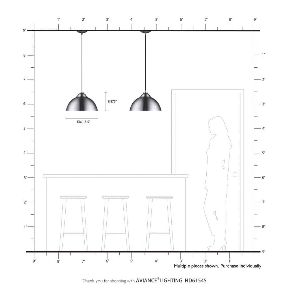 Livex Lighting Metal Shade 1 - Light Chandelier in  Brushed Aluminum