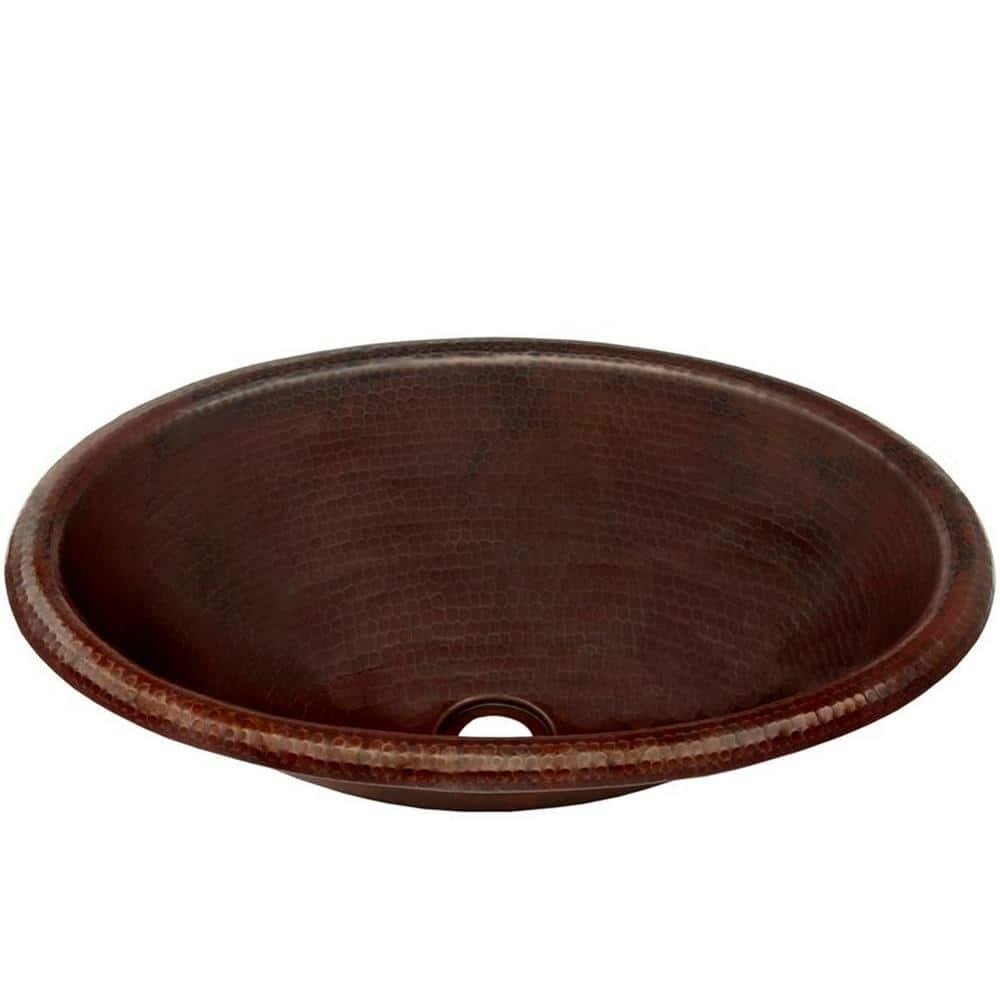 Novatto 11'' Antique Hammered Copper Copper Oval Bathroom Sink