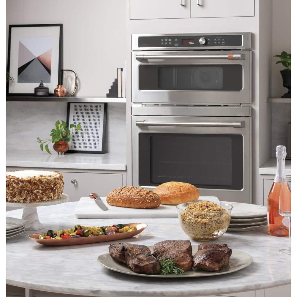 Café 30" Self-Cleaning Convection Electric Double Wall Oven with Built-in Microwave CTC912P2NS1