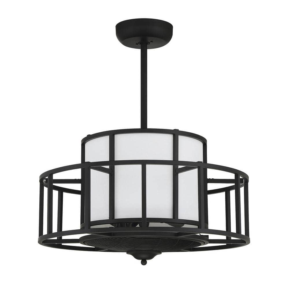 Matte Black Four Light Fan D'Lier from the Oslo Collection
