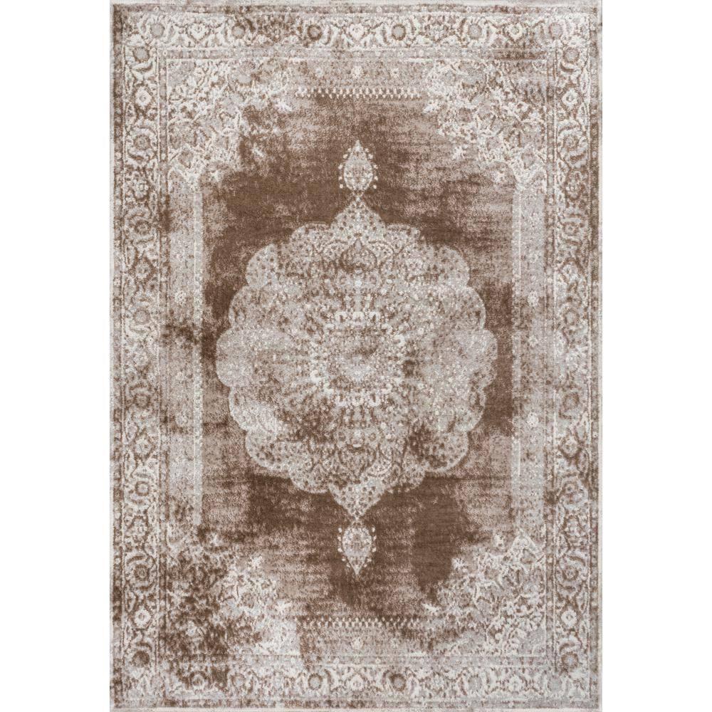JONATHAN Y Rosalia Cottage Medallion Cream/Brown 4 ft. x 6 ft. Area Rug