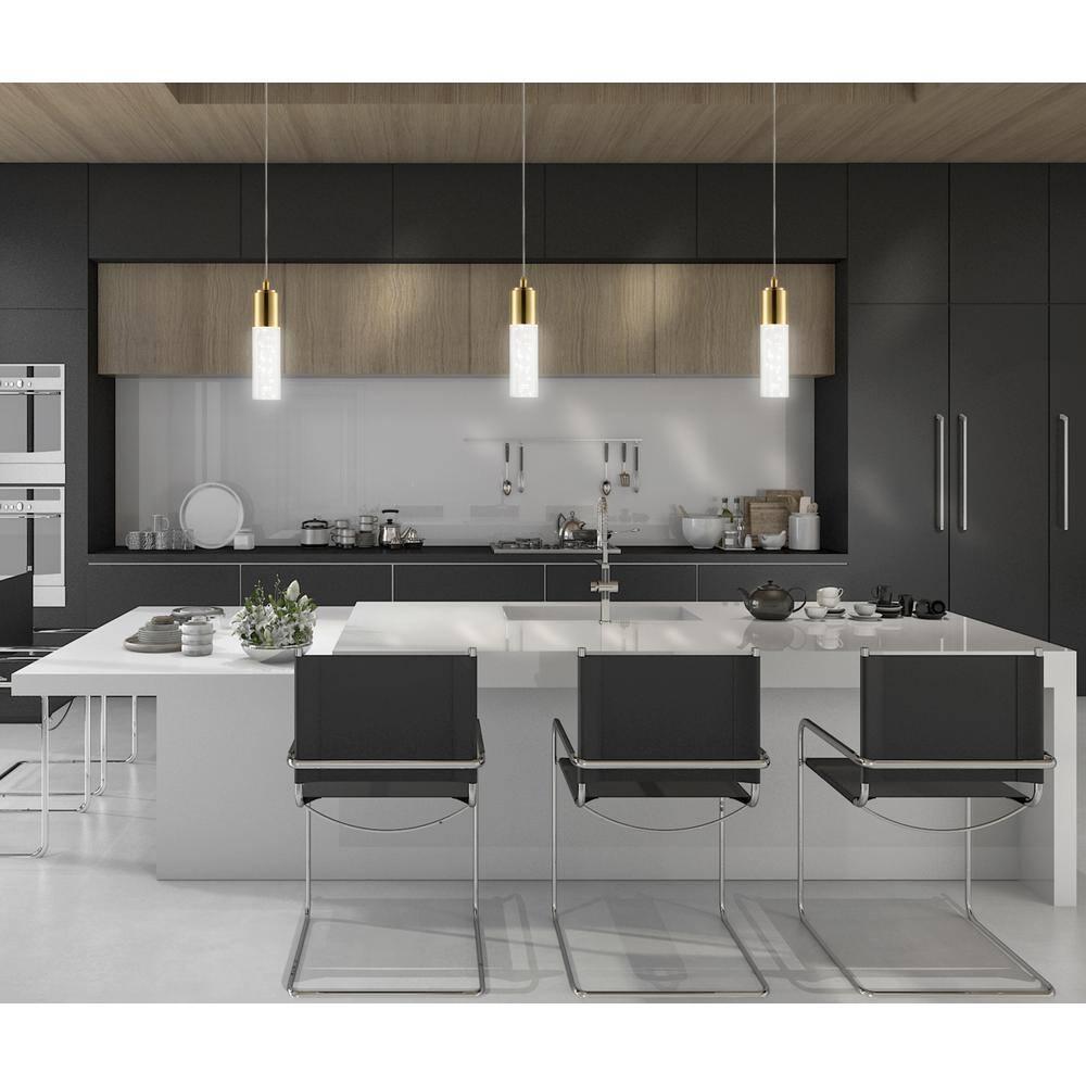 JONATHAN Y Cristal 1-Light Bubble Acrylic/Iron Modern Minimalist Integrated LED Pendant, by JONATHAN  Y - 1 Light Gold