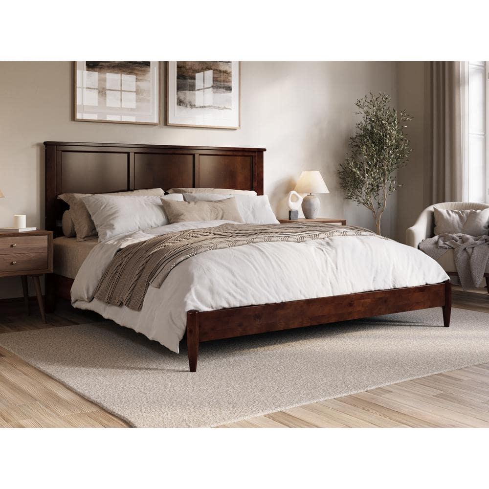 AFI Charlotte King Solid Wood Low Profile Platform Bed, Walnut