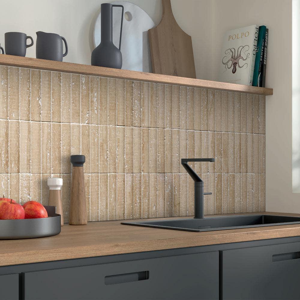 12.52" x 11.89" Honed Flucted Natural Marble Mosaic Tile