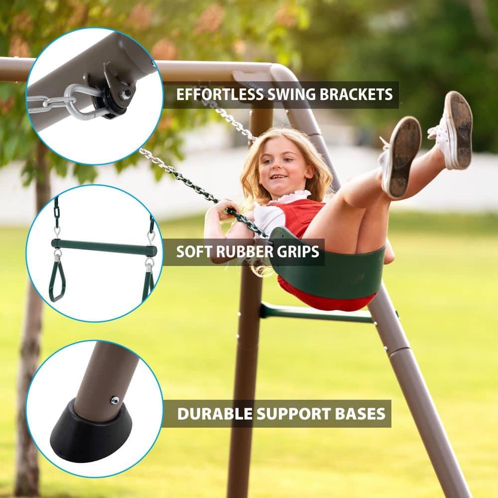 Lifetime Kids 7.3 ft. High Metal Swing Set with Belt Swings (90952)