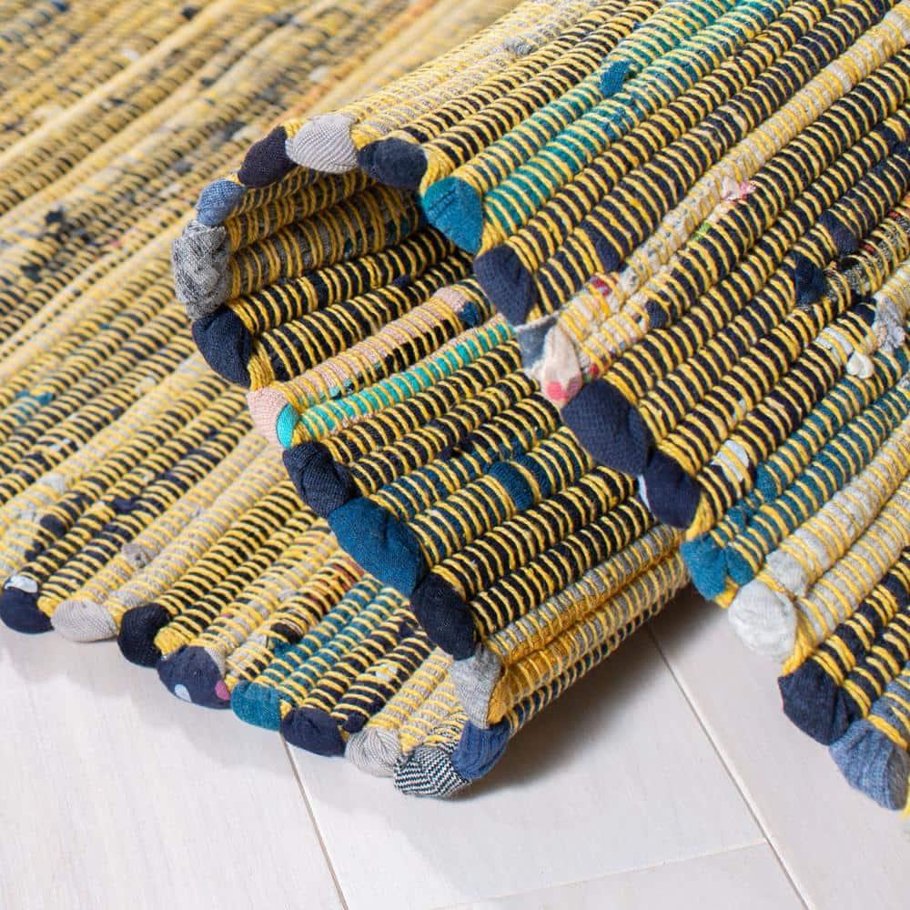 SAFAVIEH Rag Candis Striped Cotton Area Rug, Yellow/Multi, 2' x 3'