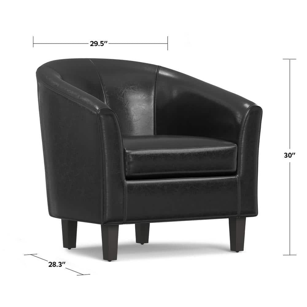 Simpli Home Austin 30"W Upholstered Vegan Faux Leather Contemporary Tub Accent Chair with High Arms and Deep Seat