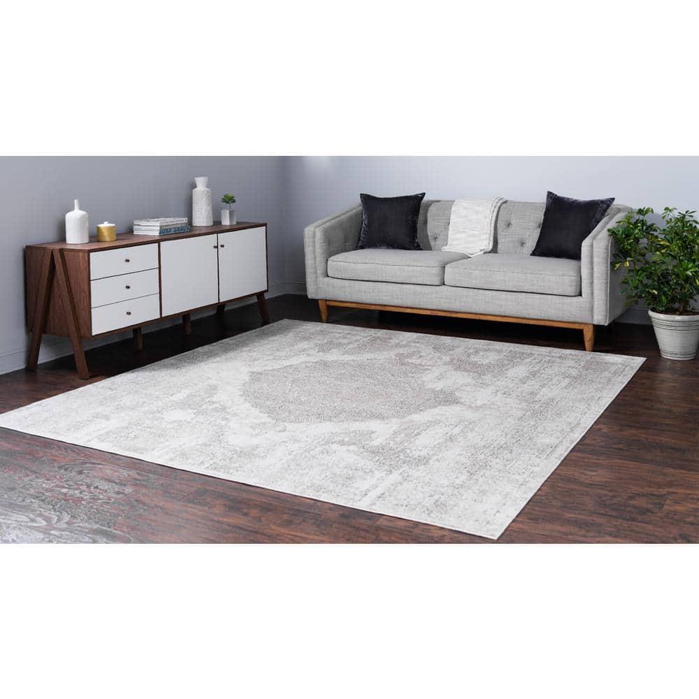 Unique Loom Portland Collection Area Rug - Woodburn (8' Square Ivory/Beige)