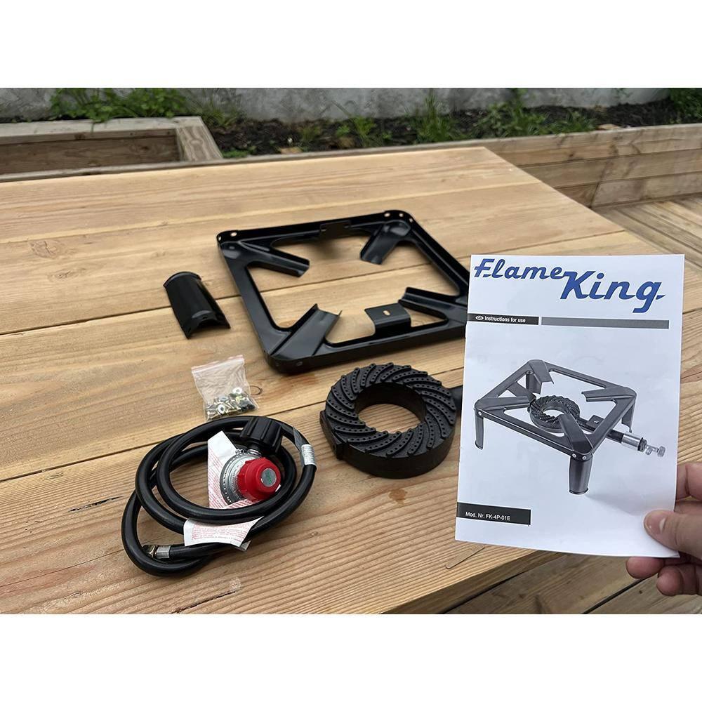 Flame King Portable Gas Stove, Single Burner Propane Stove with QCC1 Type-1 Valve, 120K BTU, 9 lbs