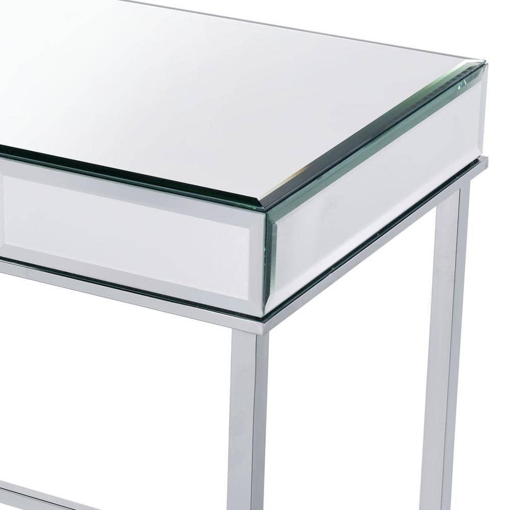 Canine Writing Desk Mirrored/Chrome - Acme Furniture: Contemporary Office Furniture with Drawer