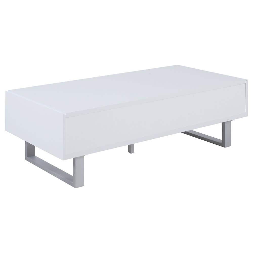 Coaster Contemporary Wood 2-Drawer Rectangular Coffee Table in White