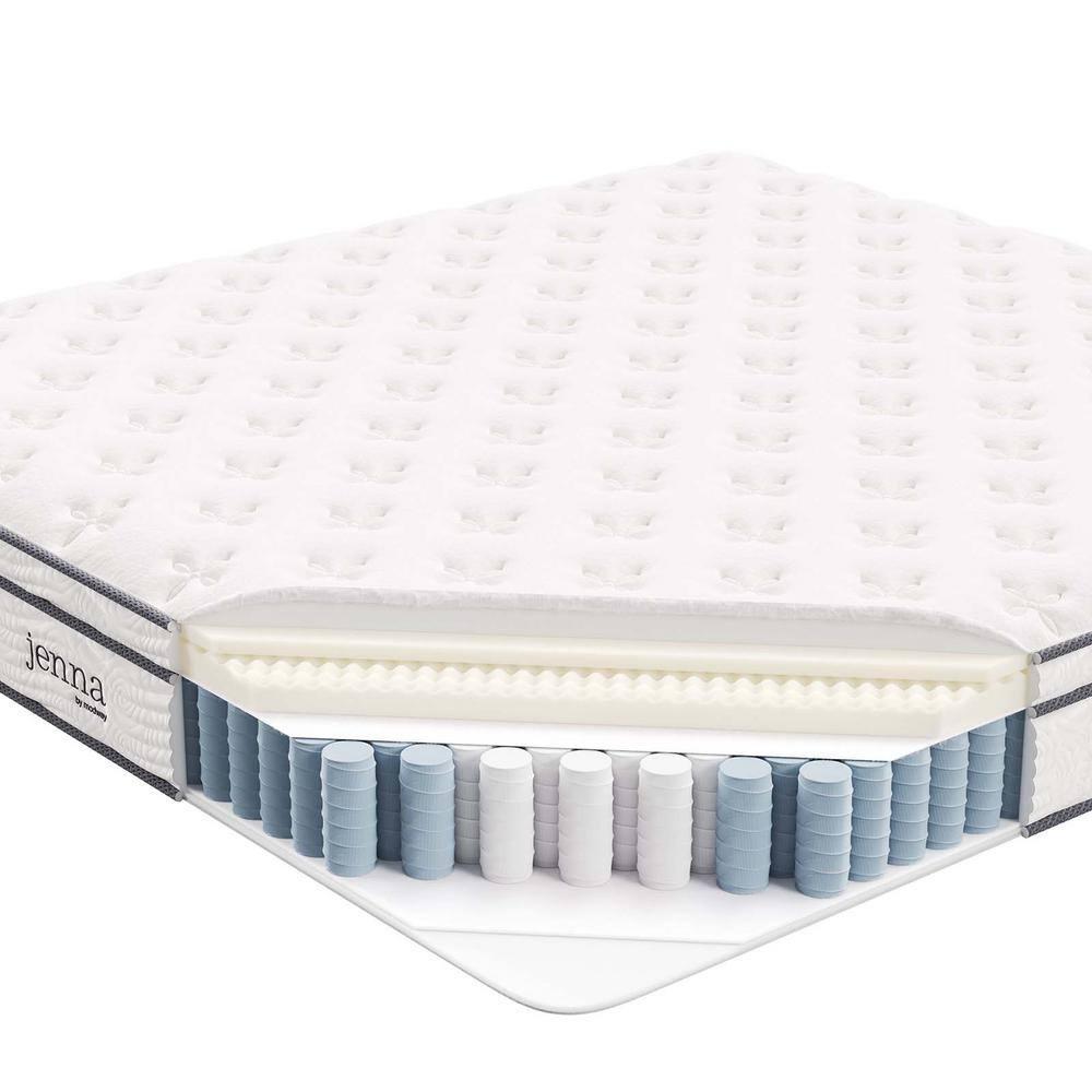 Modway Jenna 12" Innerspring and Foam California King Mattress in White