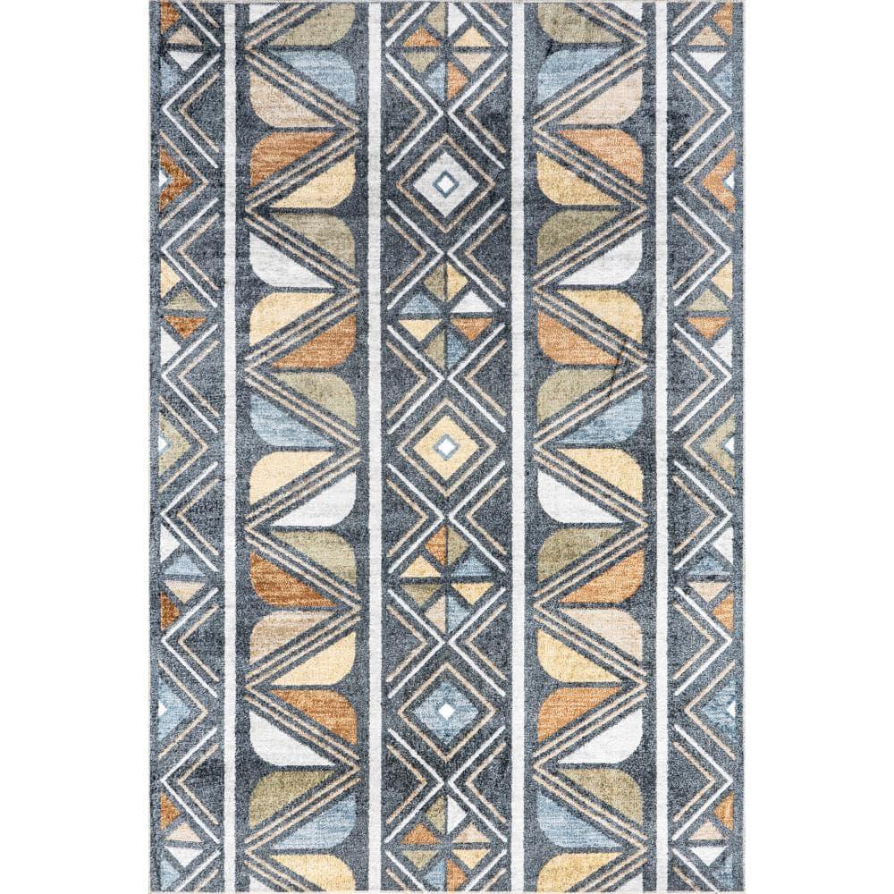 Nuloom Dolina Stripes Machine Washable Indoor Area Rug, 5' 3" x 8', Blue