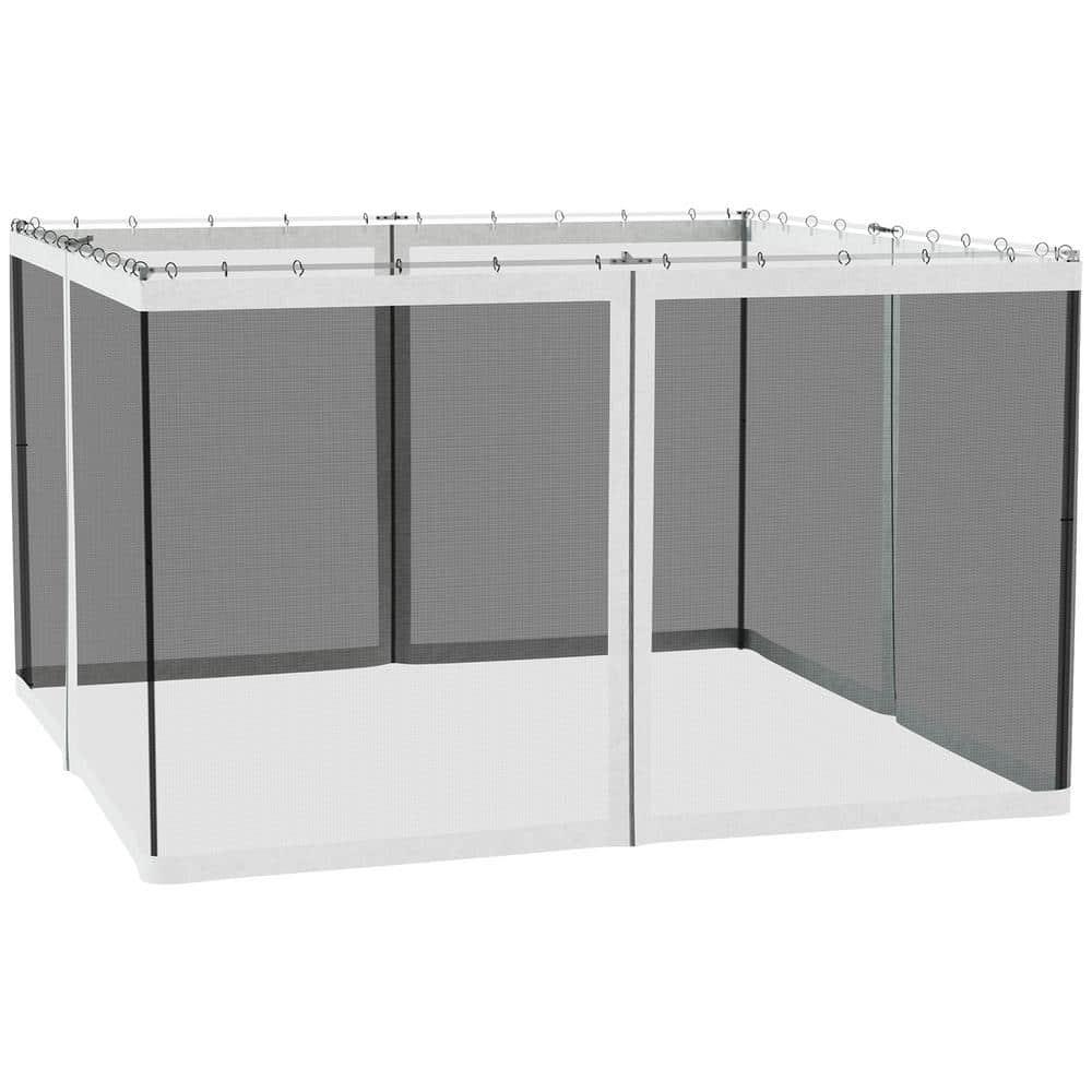 Outsunny Outsunny Universal Replacement Mesh Sidewall Netting for Patio Gazebos and Canopy Tents with Zippers, Sidewall Only, Cream