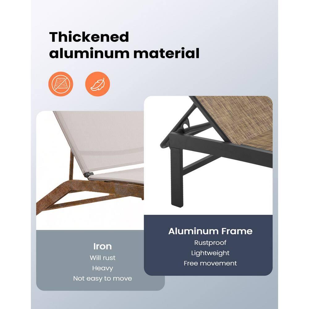 Pellebant  Outdoor Aluminum Patio Chaise Lounge Chair Adjustable - N/A Gray&Brown