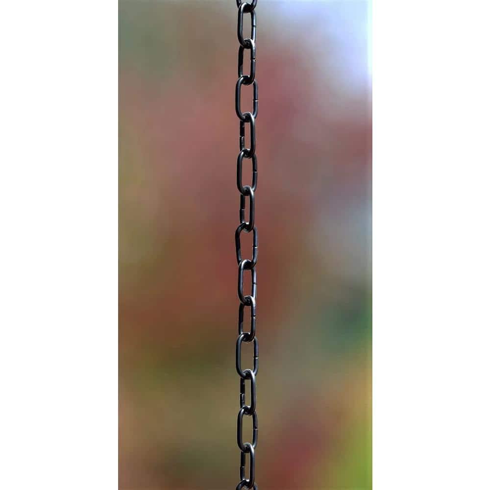 Monarch Rain Chains Aluminum Traditional Link Rain Chain, 8.5 ft Black Powder Coated Aluminum Decorative Rain Catcher Chain for Gutters, Black Aluminum Rain Gutter Replacement Downspout