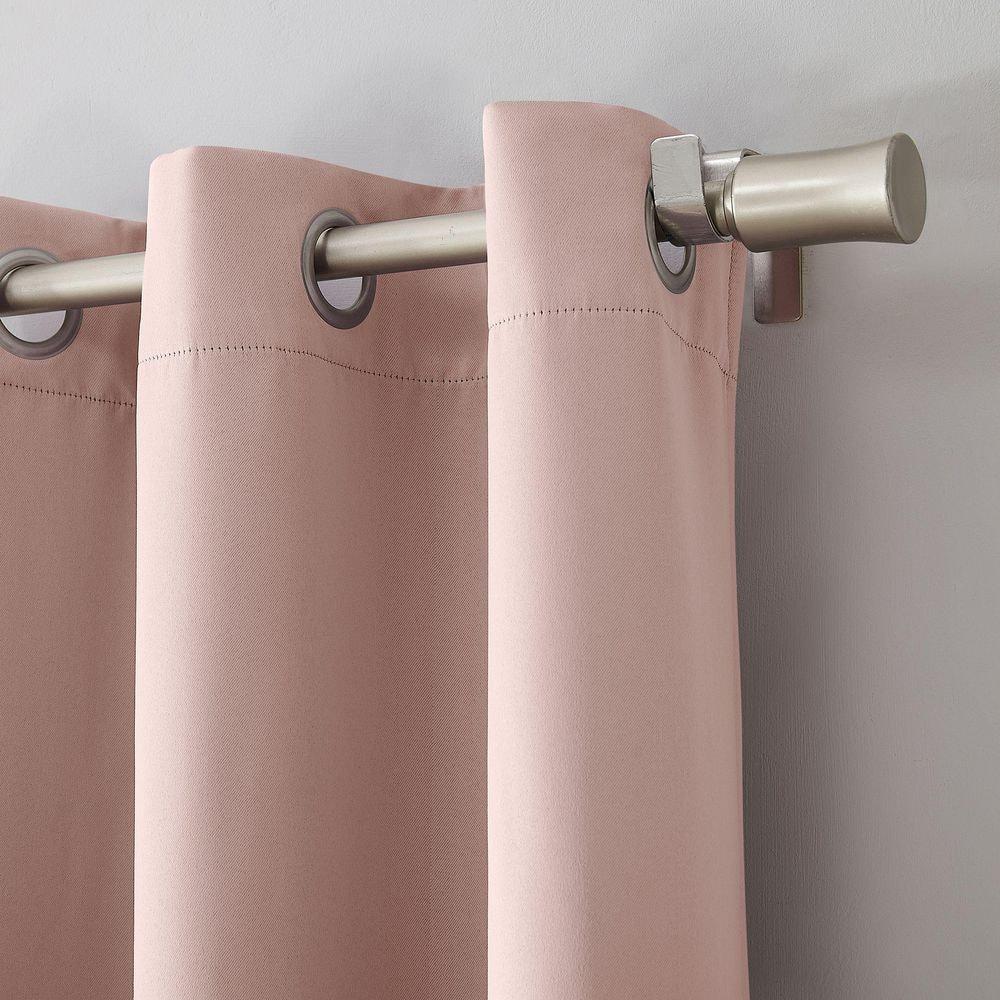 40"x95" Sun Zero Blackout Riley Kids' Bedroom Grommet Curtain Panel Blush: Noise Reduction, Energy Efficient