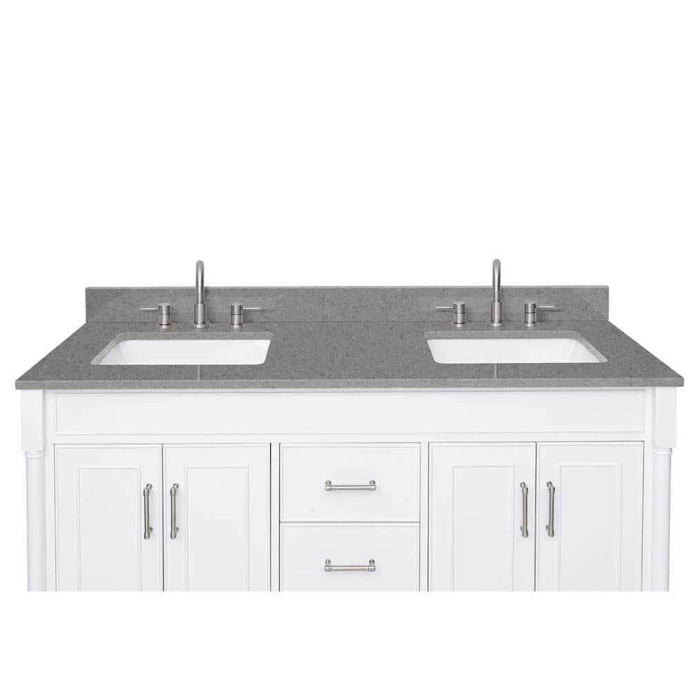 61'' Quartz Double Bathroom Vanity Top with Sink